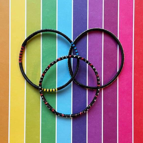 Set of 3 Handmade Recycled Telephone Wire Bracelet - Picture 1 of 6